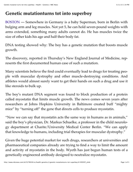 Genetic Mutation Turns Tot Into Superboy - Health - Genetics | NBC News 5/11/15 1:34 PM