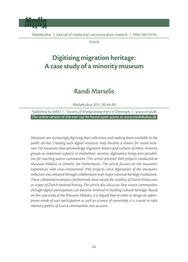 Digitising Migration Heritage: a Case Study of a Minority Museum Randi