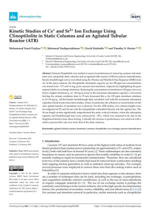 Kinetic Studies of Cs+ and Sr2+ Ion Exchange Using Clinoptilolite in Static Columns and an Agitated Tubular Reactor (ATR)