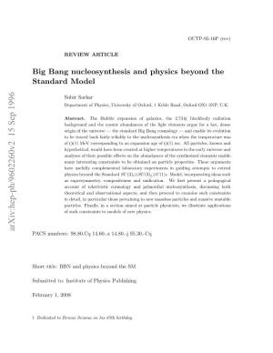 Big Bang Nucleosynthesis and Physics Beyond the Standard Model