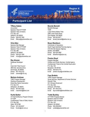 Seattle Participant List