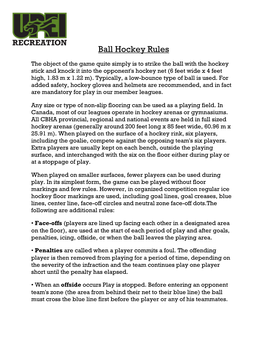 Ball Hockey Rules