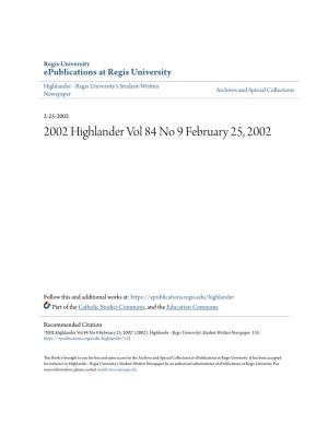 2002 Highlander Vol 84 No 9 February 25, 2002