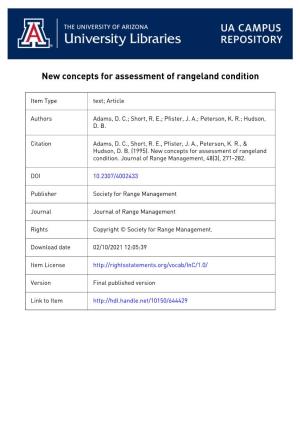 New Concepts for Assessment of Rangeland Condition