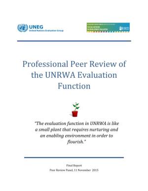 Professional Peer Review of the UNRWA Evaluation Function