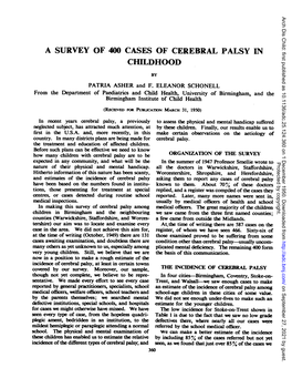 A Survey of 400 Cases Ofcerebral Palsy In