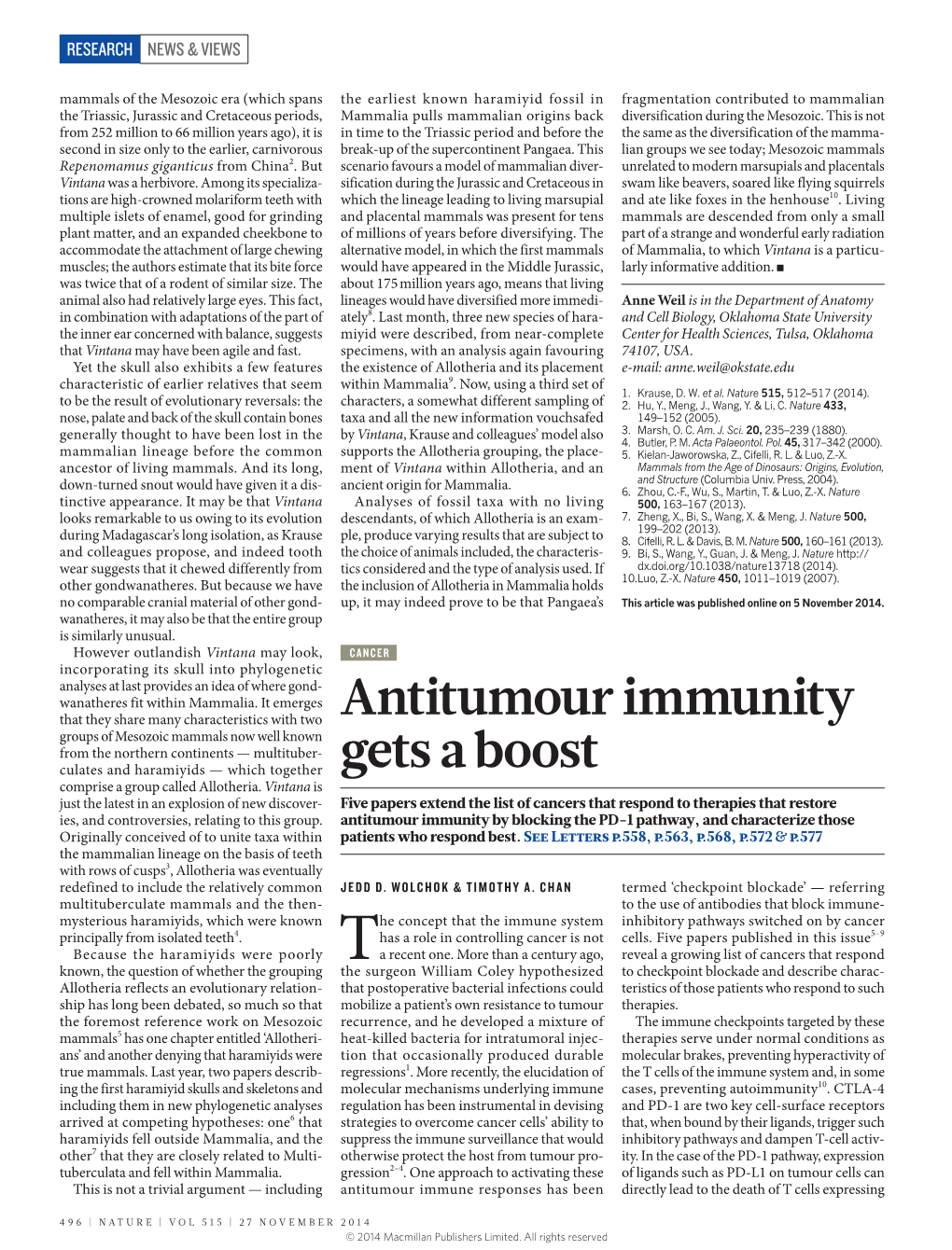 Antitumour Immunity Gets a Boost