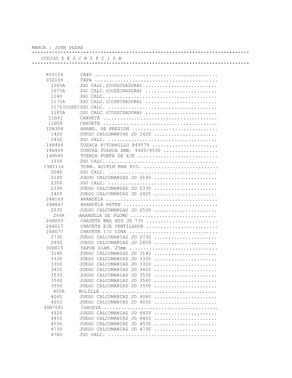 1065A Jgo Calc.(Cosechadora)