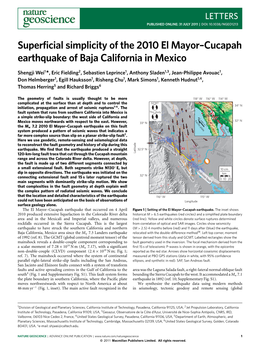 Cucapah Earthquake of Baja California in Mexico