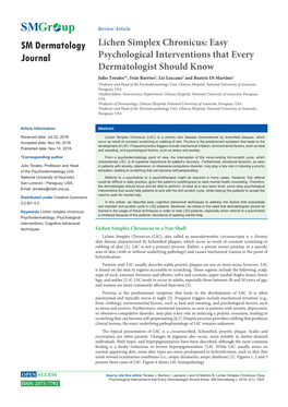 Lichen Simplex Chronicus: Easy Psychological Interventions That Every Dermatologist Should Know