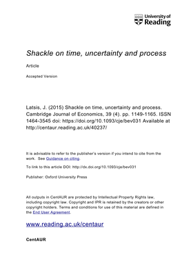 Shackle on Time, Uncertainty and Process