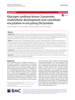 Glycogen Synthase Kinase 3 Promotes Multicellular Development Over