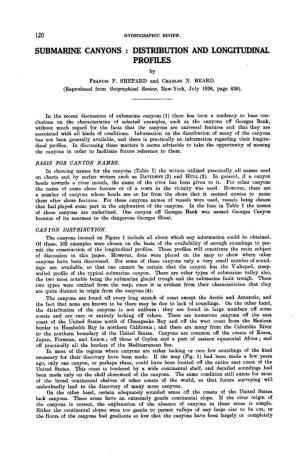 SUBMARINE CANYONS : DISTRIBUTION and LONGITUDINAL PROFILES By