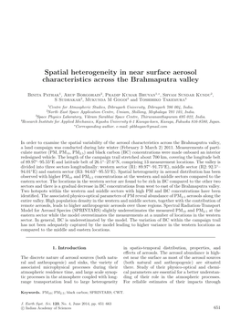 Spatial Heterogeneity in Near Surface Aerosol Characteristics Across the Brahmaputra Valley
