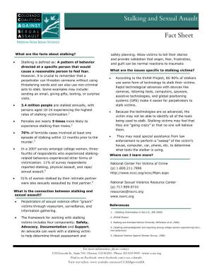 Stalking and Sexual Assault Fact Sheet
