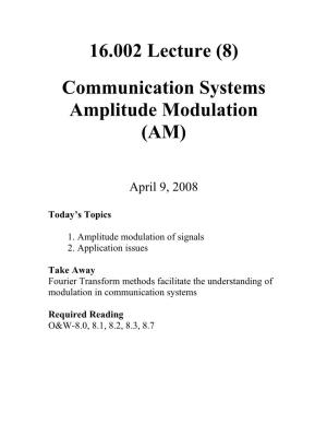 Communication Systems Amplitude Modulation (AM)