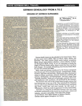 Have German Will Travel German Genealogy from A