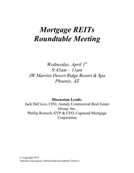 Mortgage Reits Roundtable Meeting