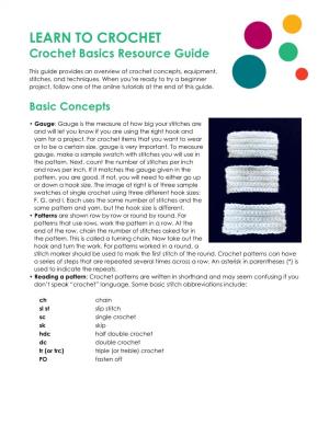 Crochet Basics Resource Guide