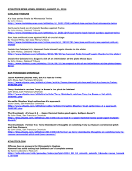 08-11-2014 A's News Links