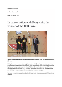 In Conversation with Benyamin, the Winner of the JCB Prize