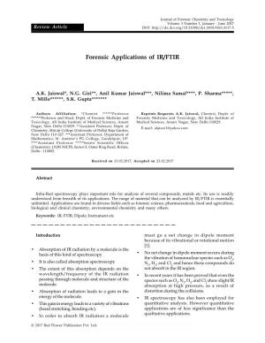Forensic Applications of IR/FTIR