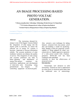 An Image Processing Based Photo Voltaic Generation