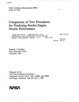 Comparison of Two Procedures for Predicting Rocket Engine Nozzle Performance
