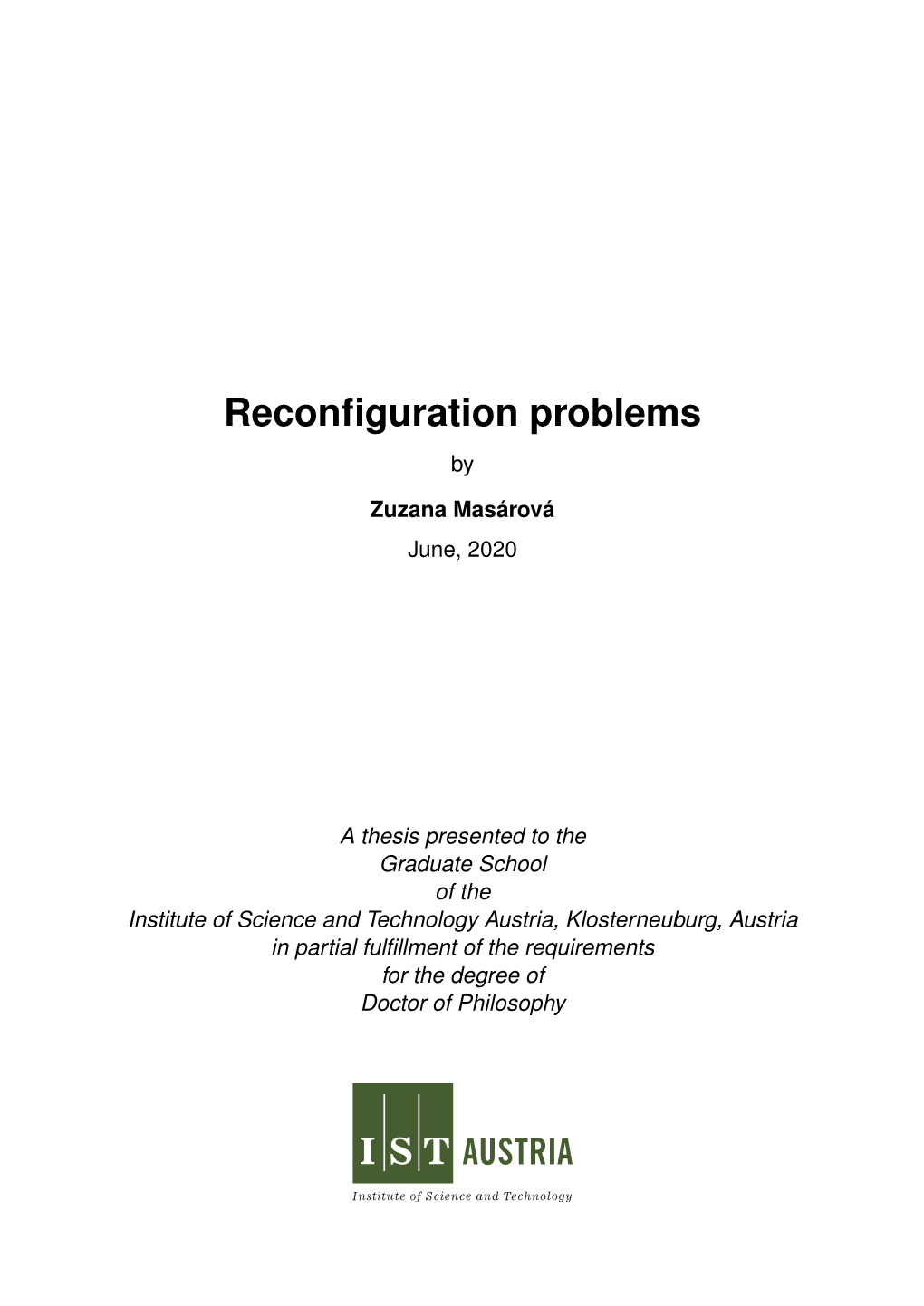 Reconfiguration Problems