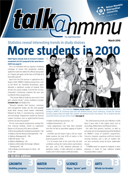 Students in 2010 EARLY Figures Already Show an Increase in Student Enrolments of 4.3% Compared to the Same Time in 2009 (See Page 6)