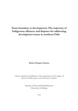 The Trajectory of Indigenous Alliances and Disputes for Addressing Development Issues in Northern Chile