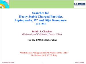 Searches for Heavy Stable Charged Particles, Leptoquarks, W′ and Dijet Resonance at CMS