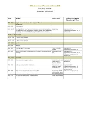 BIAZA Education and Presenters Conference 2018 Schedule