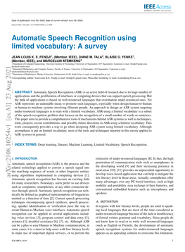 Automatic Speech Recognition Using Limited Vocabulary: a Survey