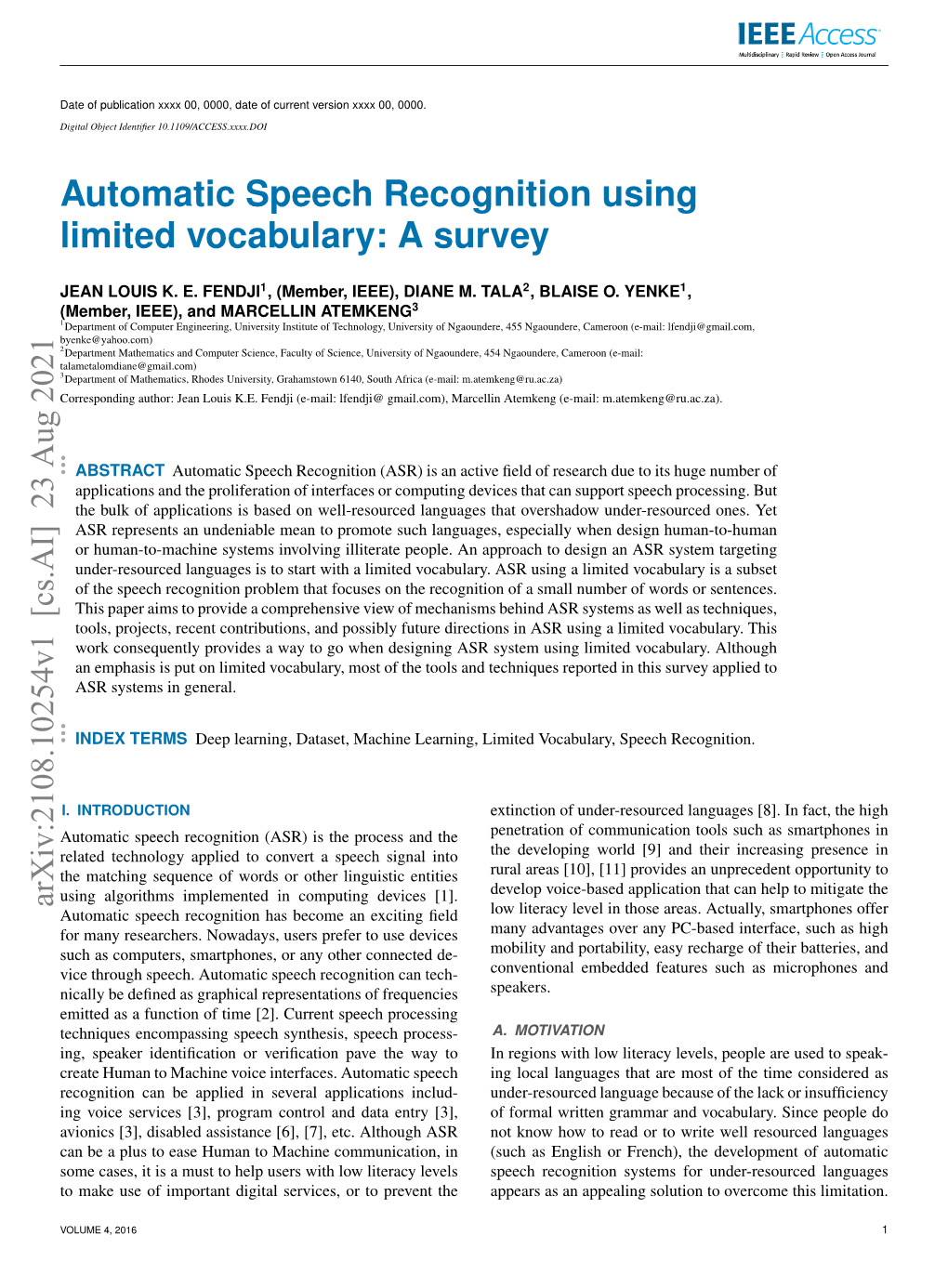 literature survey on speech recognition