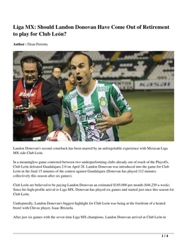 Liga MX: Should Landon Donovan Have Come out of Retirement to Play for Club León?