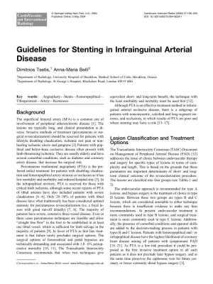 Guidelines for Stenting in Infrainguinal Arterial Disease