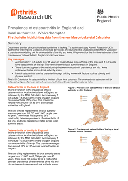 Prevalence of Osteoarthritis in England and Local Authorities: Wolverhampton First Bulletin Highlighting Data from the New Musculoskeletal Calculator