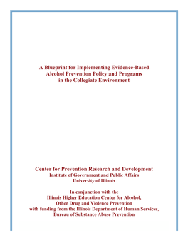Blueprint for Evidenced-Based Alcohol Prevention