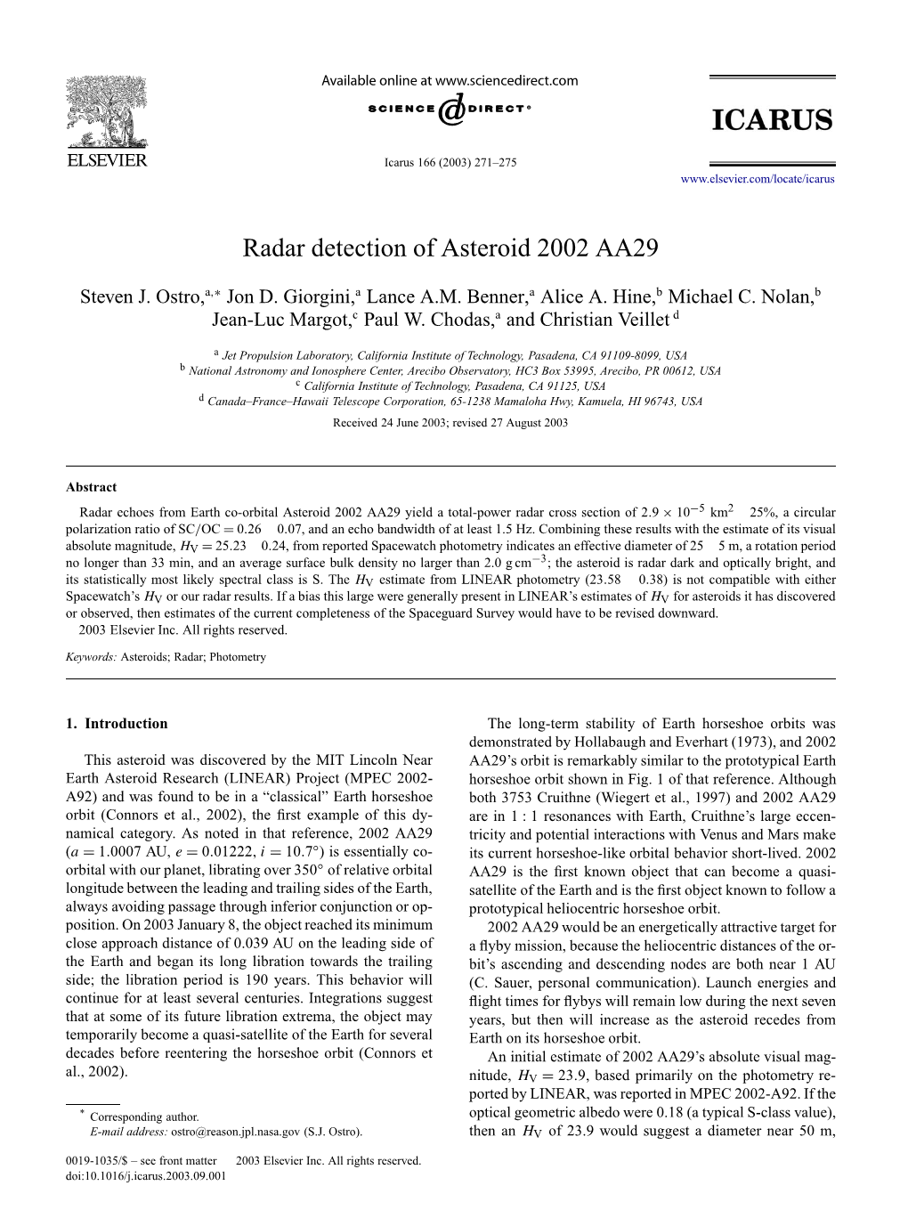 Radar Detection of Asteroid 2002 AA29