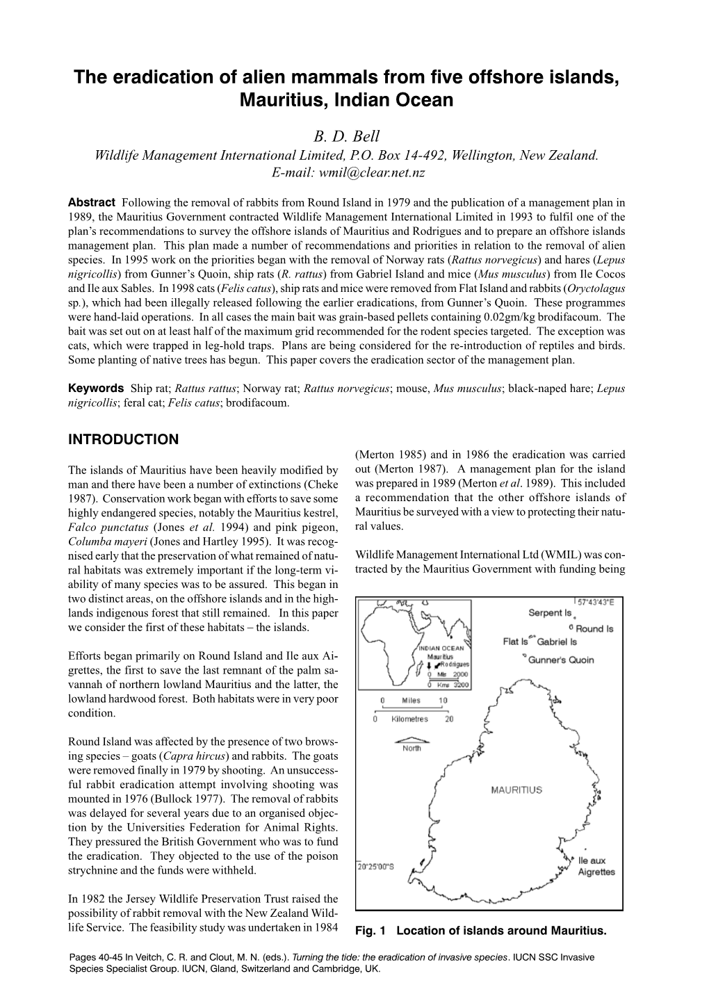 The Eradication of Alien Mammals from Five Offshore Islands, Mauritius, Indian Ocean