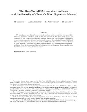 The One-More-RSA-Inversion Problems and the Security of Chaum's Blind Signature Scheme