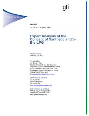 Expert Analysis of Concept of Synthetic And/Or Bio-LPG