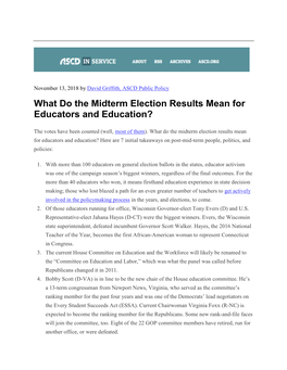 What Do the Midterm Election Results Mean for Educators and Education?