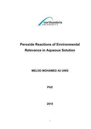 2.2.Uncatalysed Formation of Peracetic Acid from Hydrogen Peroxide and Acetic Acid