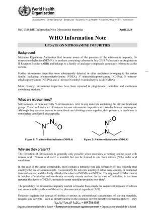 WHO Information Note UPDATE on NITROSAMINE IMPURITIES