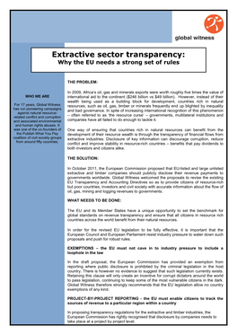 Extractive Sector Transparency: Why the EU Needs a Strong Set of Rules