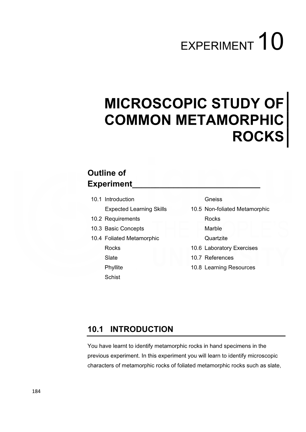 Microscopic Study of Common Metamorphic Rocks