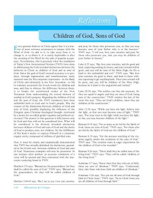 Children of God, Sons of God