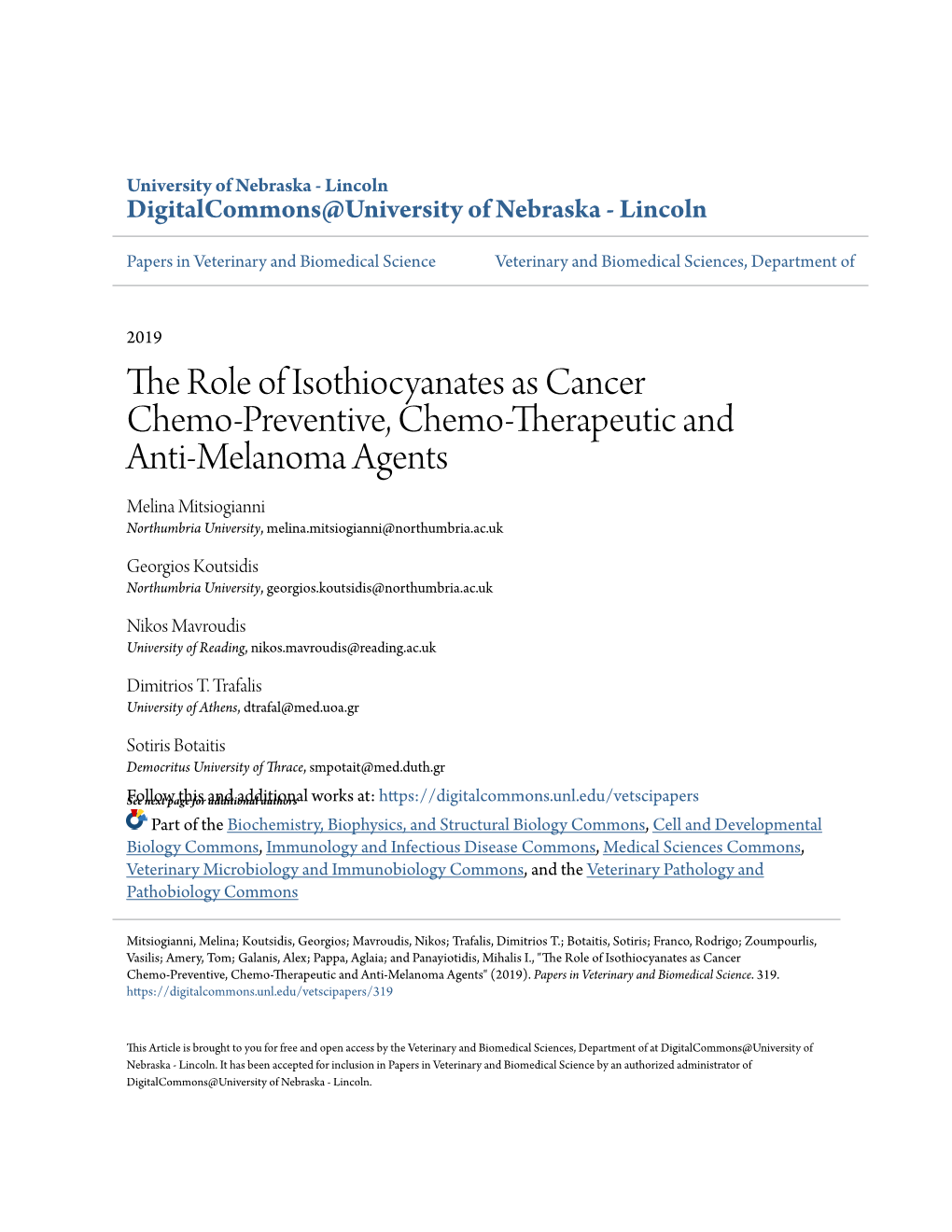The Role of Isothiocyanates As Cancer Chemo‐Preventive, Chemo